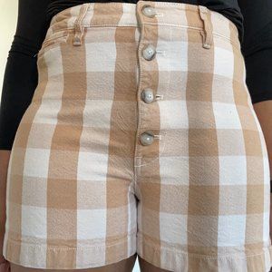 Madewell Brown Gingham Shorts